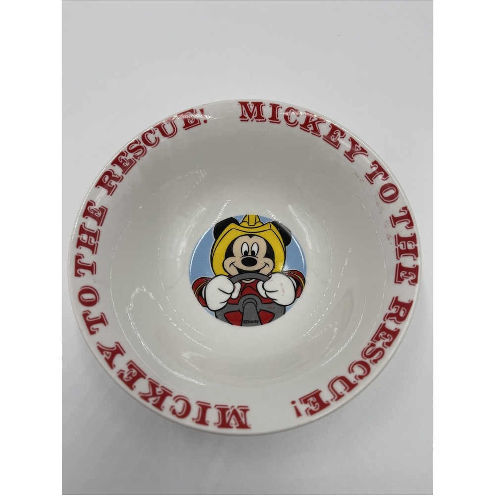 MICKEY TO THE‎ RESCUE Disney 7" RARE Mouse CERAMIC Bowl FIREFIGHTER White #08 - Picture 2 of 9